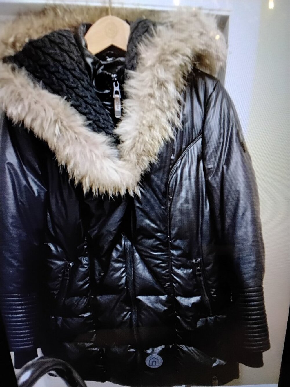 Rudzak new leather quality coat real fur warreprove dark blue size m/lg